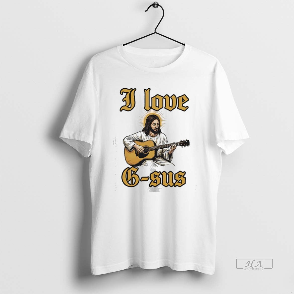 Official Jesus Playing Guitar I Love G Sus T-Shirts, Hoodie, Sweatshirt | InkThreadWorks.com