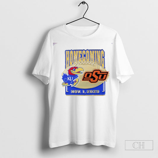 Official Kansas Jayhawks Vs Oklahoma State Cowboys 2025 Game Day Homecoming Shirt Hoodie Sweater