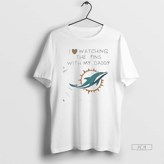 Official Miami Dolphins Love I Watching Fins With Daddy Baby T-Shirts, Hoodie, Sweatshirt | InkThreadWorks.com