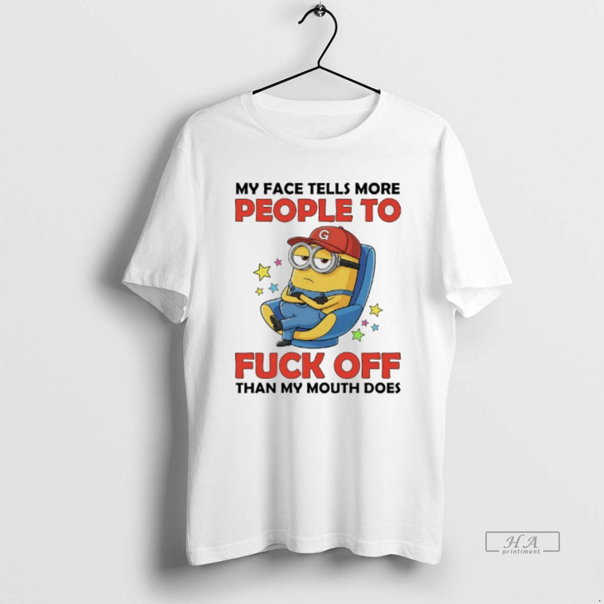 Official Minions My Face Tells More People To Fuck Off Than My Mouth Does T-Shirts, Hoodie, Sweatshirt | InkThreadWorks.com