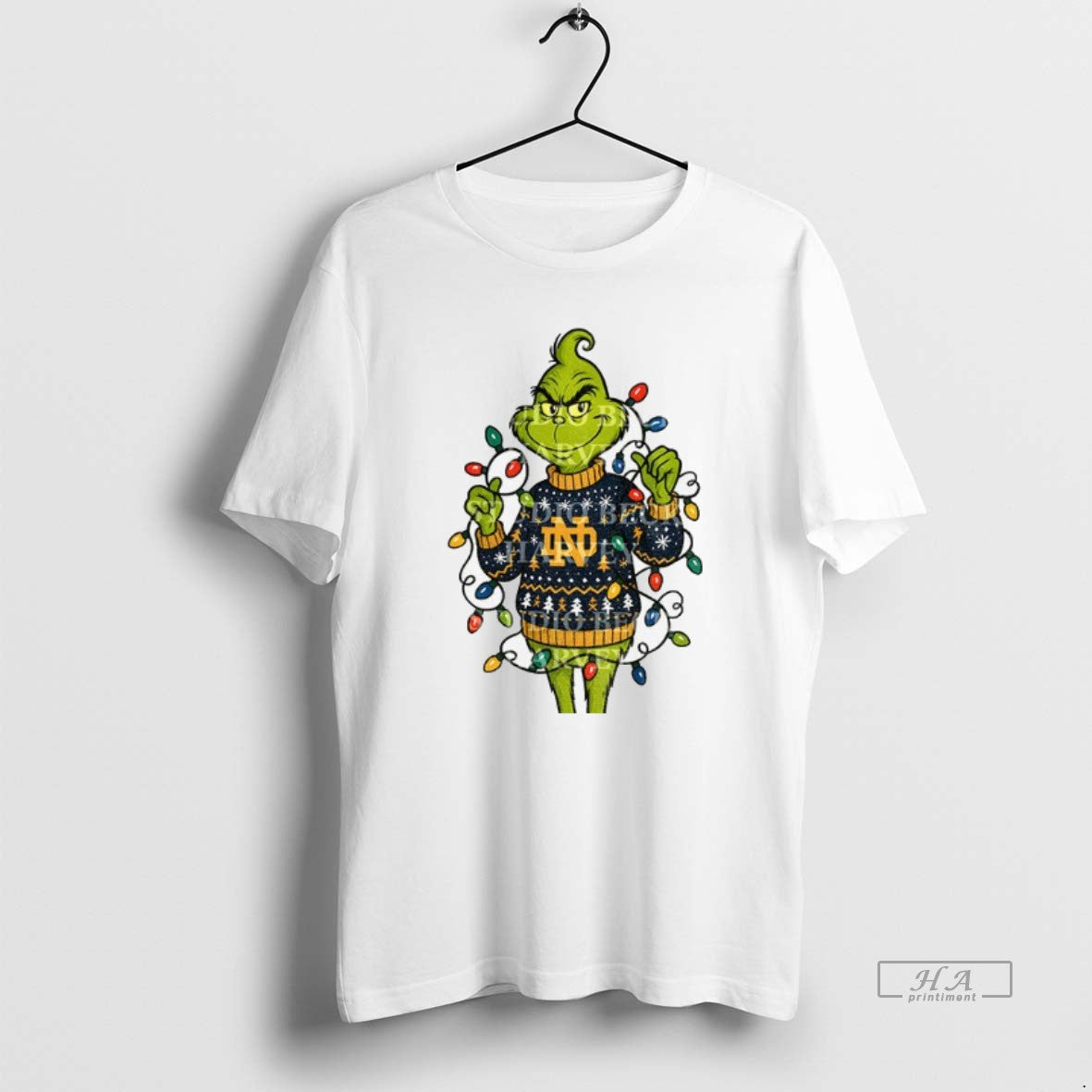 Official Notre Dame Grinch Christmas Light T-Shirts, Hoodie, Sweatshirt | InkThreadWorks.com