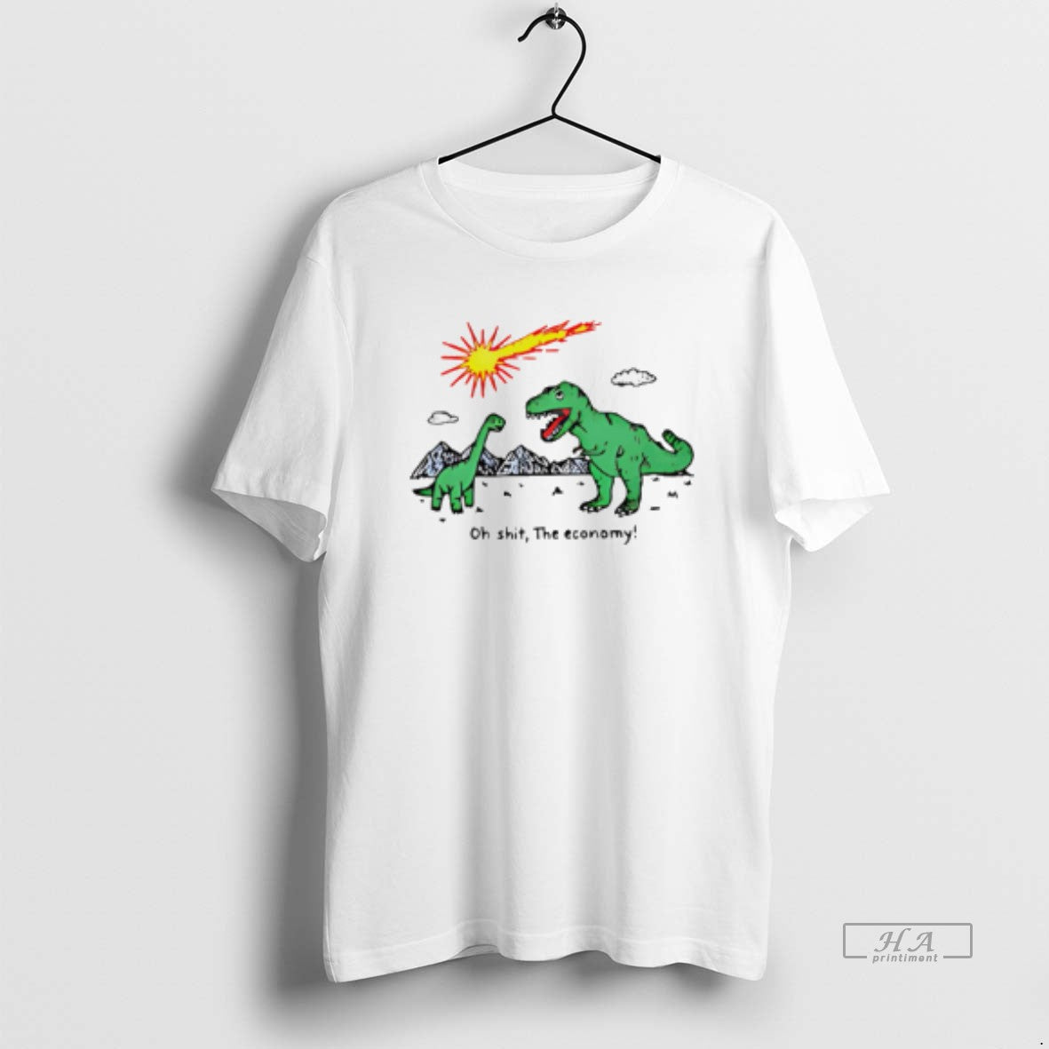Official Oh Shit The Economy Extinct Dinosaurs Meme T-Shirts, Hoodie, Sweatshirt | InkThreadWorks.com