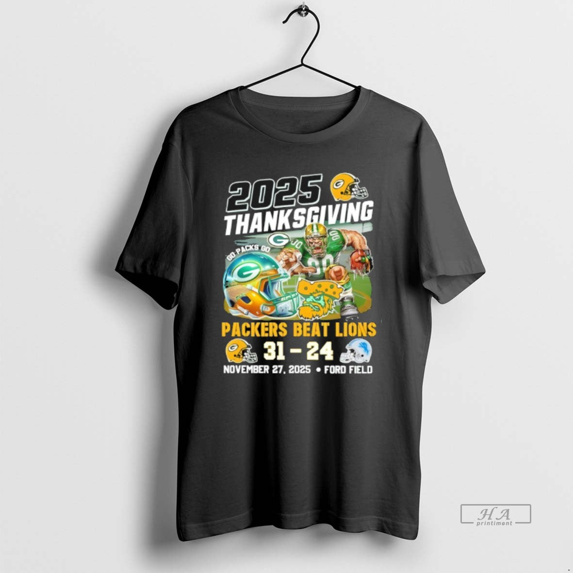 Official Packers Beat Lions 2025 Thankgiving November 27th Ford Field T-Shirts, Hoodie, Sweatshirt | InkThreadWorks.com