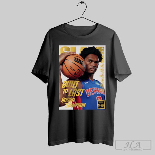 Official Slam 257 Gold Metal Ausar Thompson Built To Last Detroit Pistons Basketball Poster