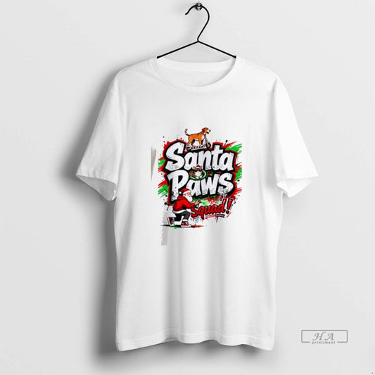 Official Santa Paws Squad Christmas Santa With Dog And Cat Street T-Shirts, Hoodie, Sweatshirt | InkThreadWorks.com