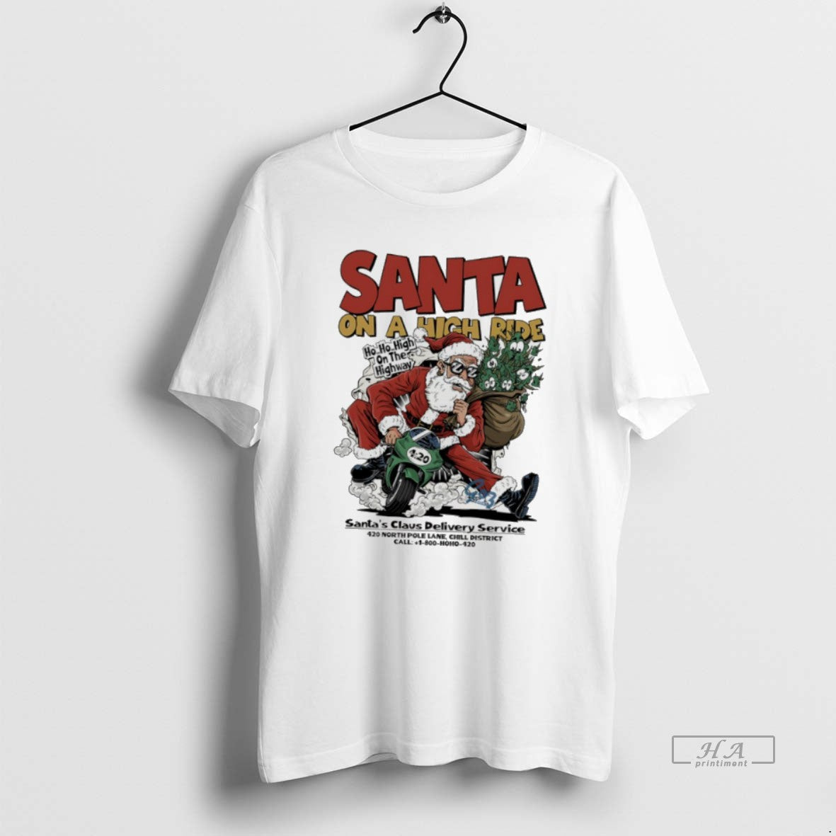 Official Santa On A High Ride Santas Claus Delivery Service T-Shirts, Hoodie, Sweatshirt | InkThreadWorks.com