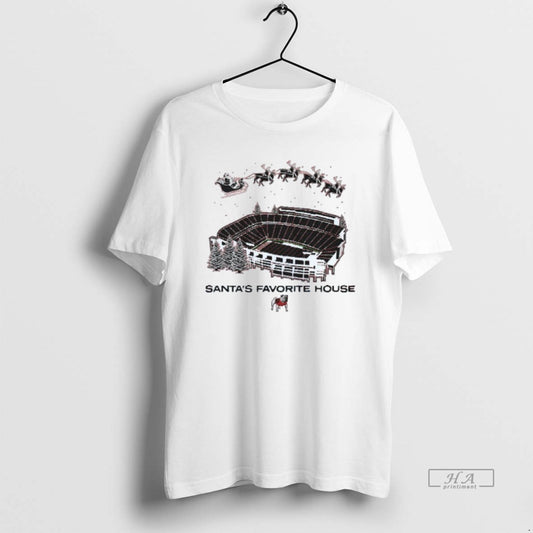 Official Santas Favorite House Georgia Bulldogs Football Mens White T-Shirts, Hoodie, Sweatshirt | InkThreadWorks.com