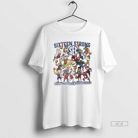 Official Southeastern Conference Sixteen Strong Basketball Sec Mascots T-Shirts, Hoodie, Sweatshirt | InkThreadWorks.com
