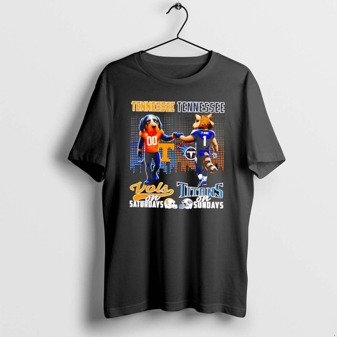 Official Tennessee Volunteers On Saturdays Vs Tennessee Titans On Sundays Mascot City Skyline T-Shirts, Hoodie, Sweatshirt
