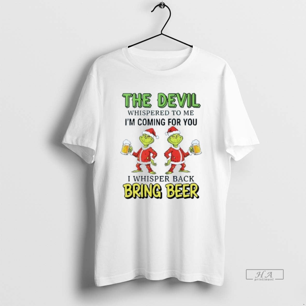 Official The Devil Whispered To Me Im Coming For You I Whisper Back Bring Beer T-Shirts, Hoodie, Sweatshirt