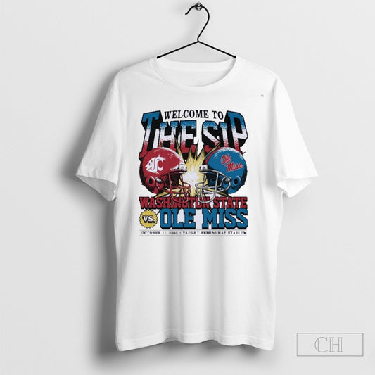 Official Washington State Vs Ole Miss 2025 Welcome To The Ship Matchup T Shirt