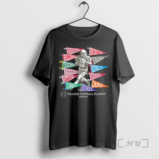 Officials 12 Teams College Football Playoff 2025 26 Pennants Football Player T-Shirts, Hoodie, Sweatshirt