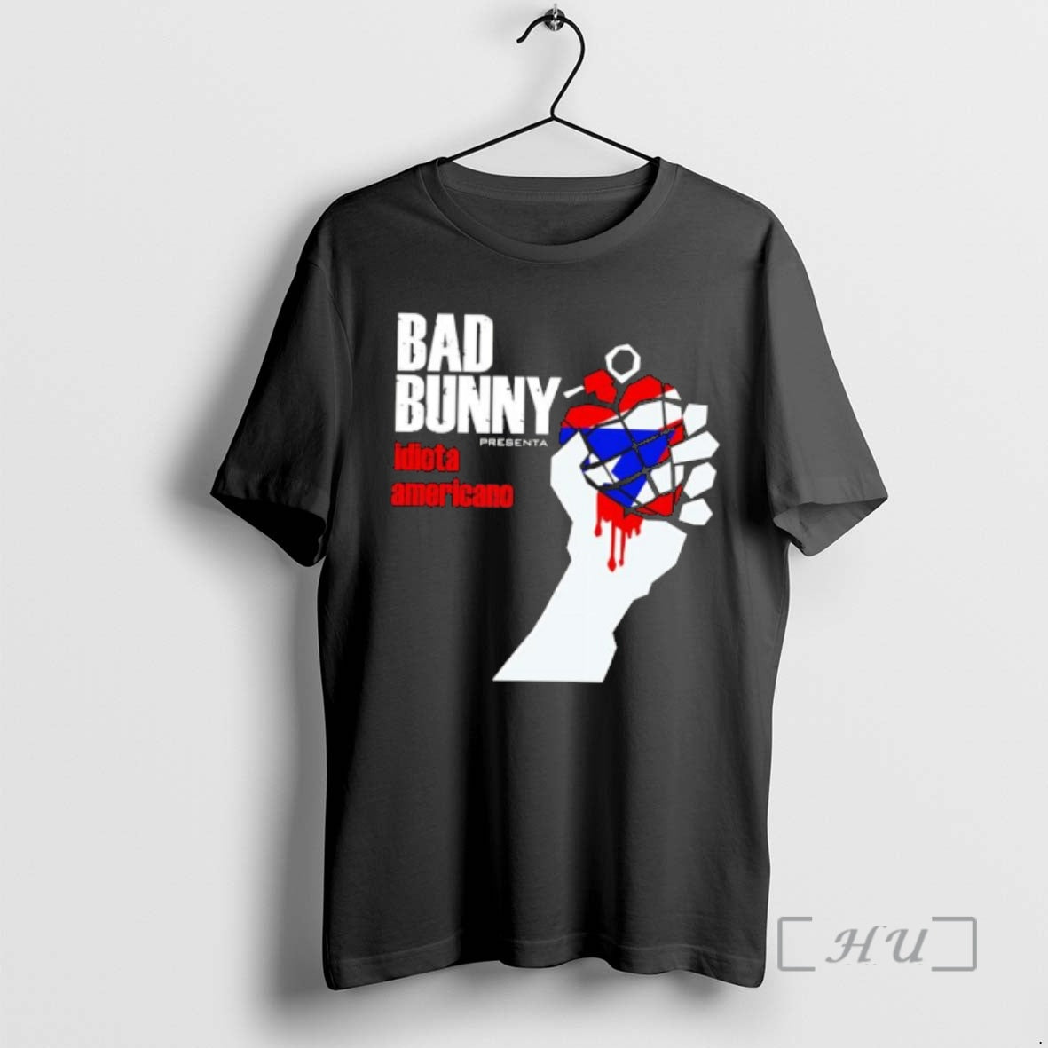 Officials Bad Bunny American Idiot Puerto Rico Flag Grenade Hand T-Shirts, Hoodie, Sweatshirt | InkThreadWorks.com