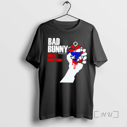 Officials Bad Bunny American Idiot Puerto Rico Flag Grenade Hand T-Shirts, Hoodie, Sweatshirt | InkThreadWorks.com