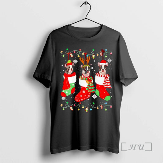 Officials Boston Terrier In Christmas Socks T-Shirts, Hoodie, Sweatshirt | InkThreadWorks.com