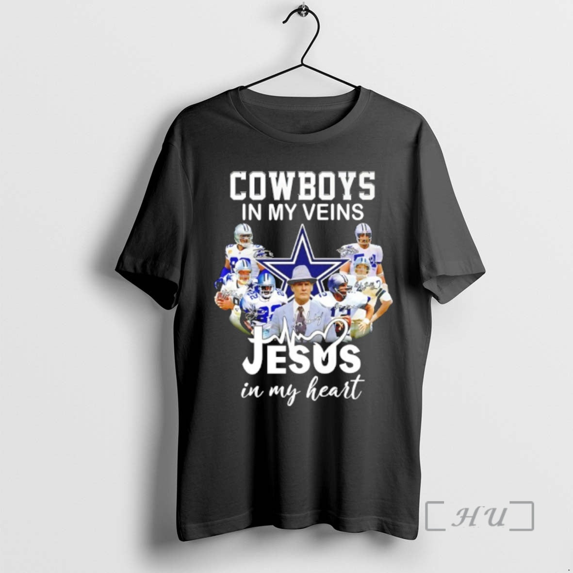 Officials Cowboys In My Veins Jesus In My Heart Player Collage Signatures Premium T Shirts Hoodie, Sweatshirt