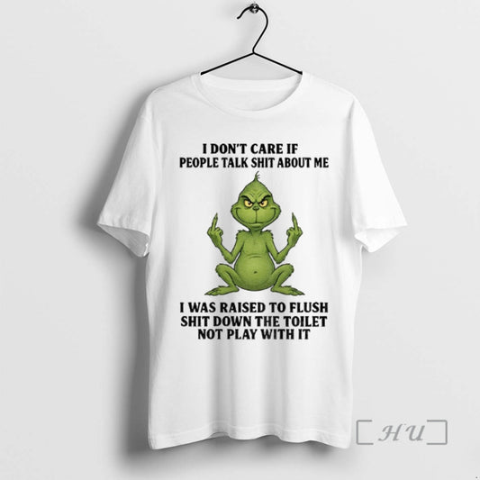 Officials Grinch Santa Middle Finger I Dont Care If People Talk Shit About Me T-Shirts, Hoodie, Sweatshirt