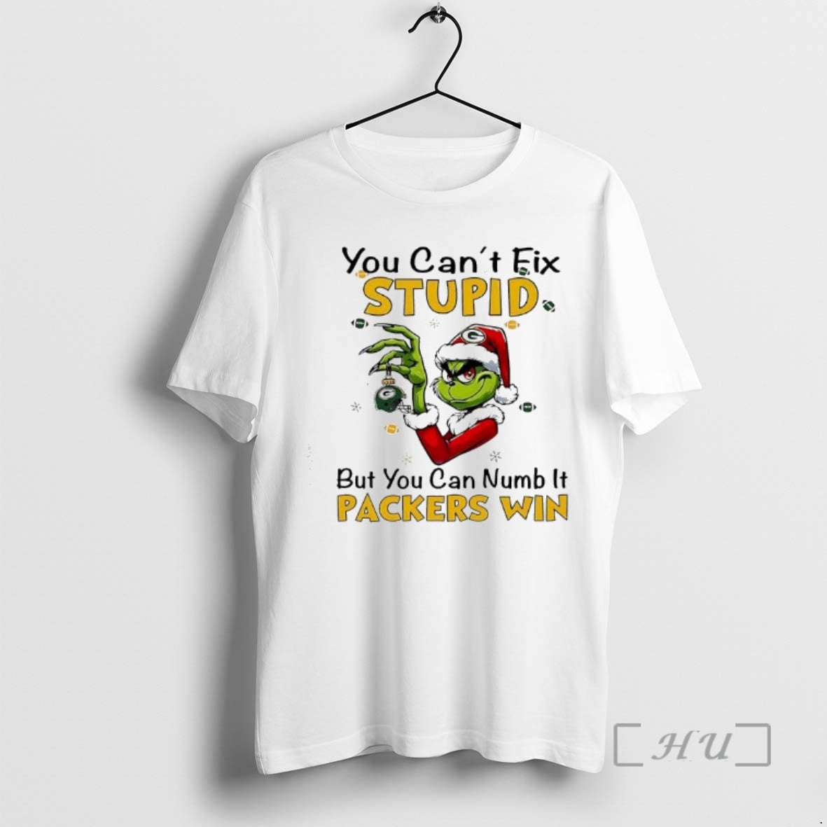 Officials Grinch You Cant Fix Stupid But You Can Numb It Green Bay Packers Win T-Shirts, Hoodie, Sweatshirt