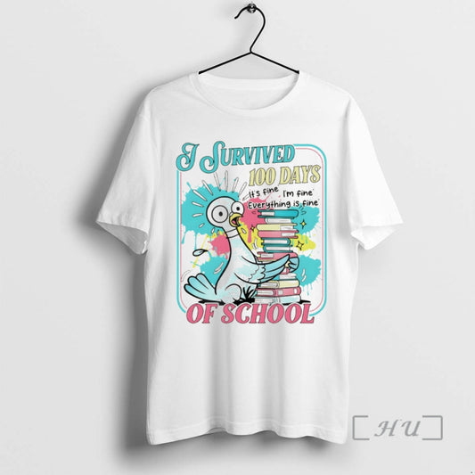 Officials I Survived 100 Day Of School Its Fine Im Fine Everything Is Fine Vintage T-Shirts, Hoodie, Sweatshirt