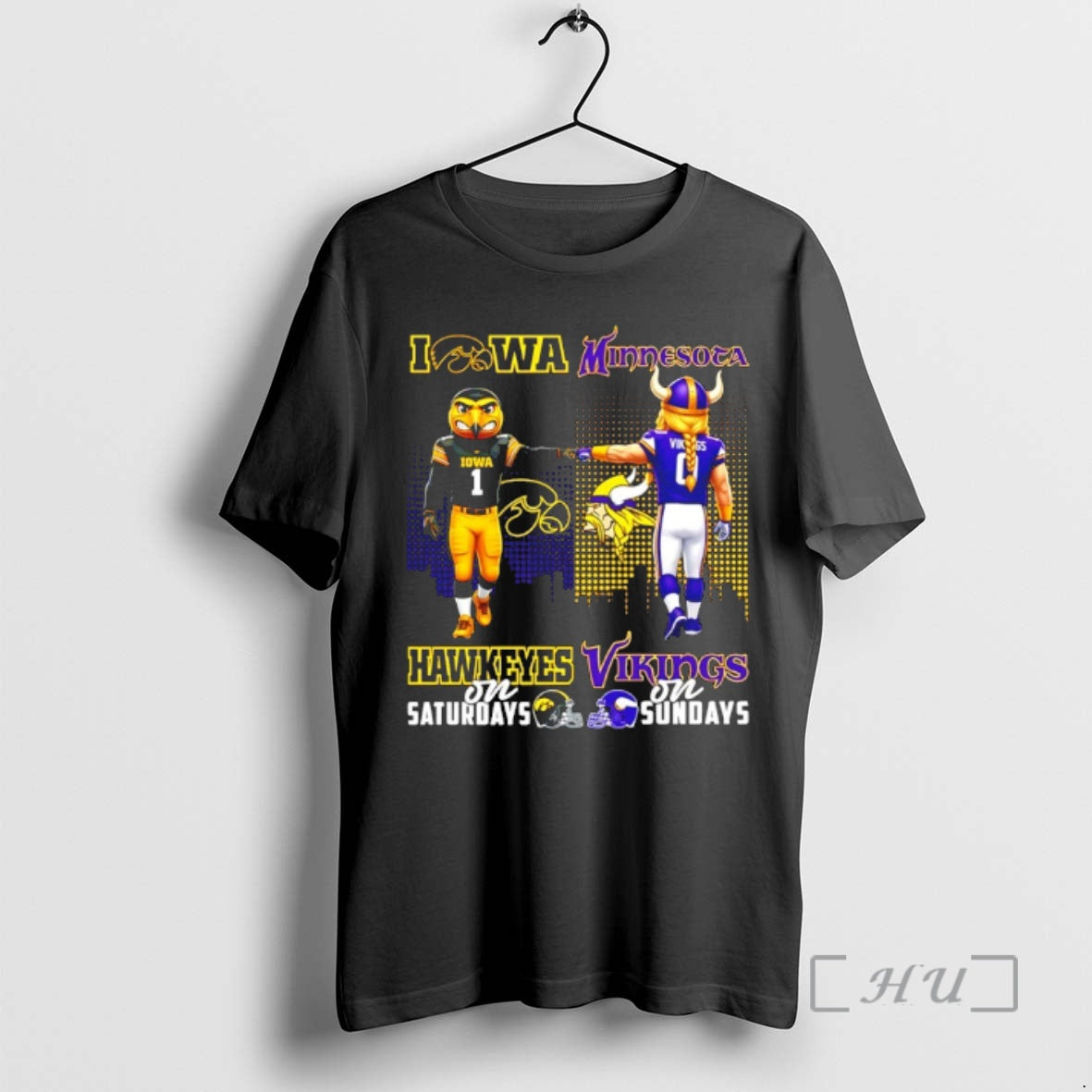 Officials Iowa Hawkeyes On Saturdays Vs Minnesota Vikings On Sundays Mascot Skyline Premium T Shirts Hoodie, Sweatshirt