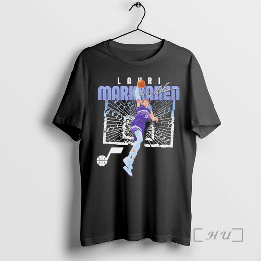 Officials Lauri Markkanen Utah Jazz Basketball Player Signature Shattered T-Shirts, Hoodie, Sweatshirt | InkThreadWorks.com