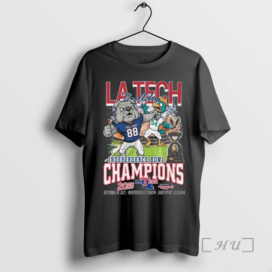 Officials Louisiana Tech Bulldogs Independence Bowl 2025 Champions Mascot T-Shirts, Hoodie, Sweatshirt | InkThreadWorks.com