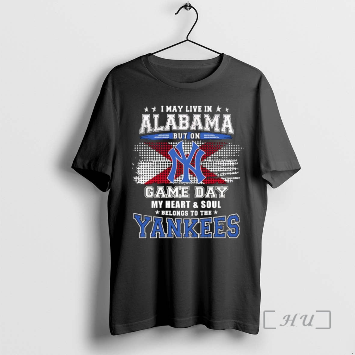 Officials New York Yankees I May Live In Alabama But On Game Day My Heart T-Shirts, Hoodie, Sweatshirt | InkThreadWorks.com