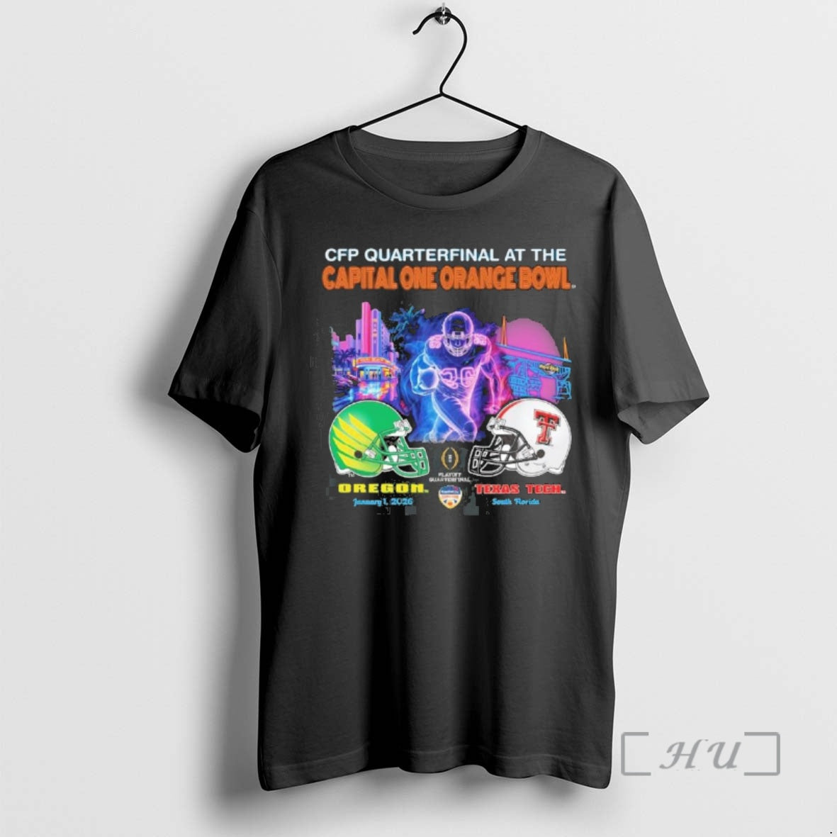Officials Oregon Vs Texas Tech 2026 Cfp Orange Bowl Art Deco Game Premium T Shirts Hoodie, Sweatshirt | InkThreadWorks.com