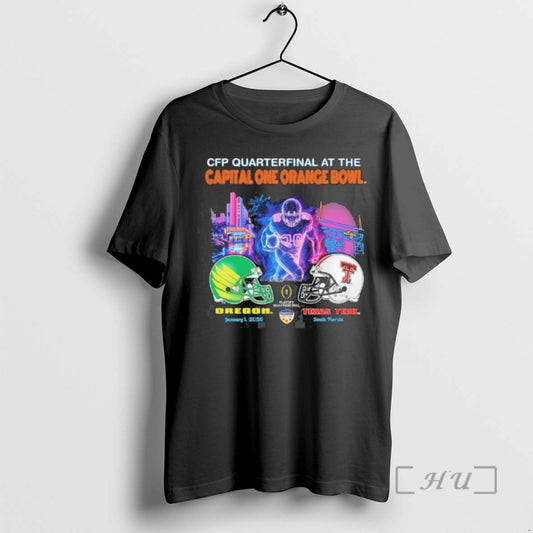 Officials Oregon Vs Texas Tech 2026 Cfp Orange Bowl Art Deco Game Premium T Shirts Hoodie, Sweatshirt | InkThreadWorks.com