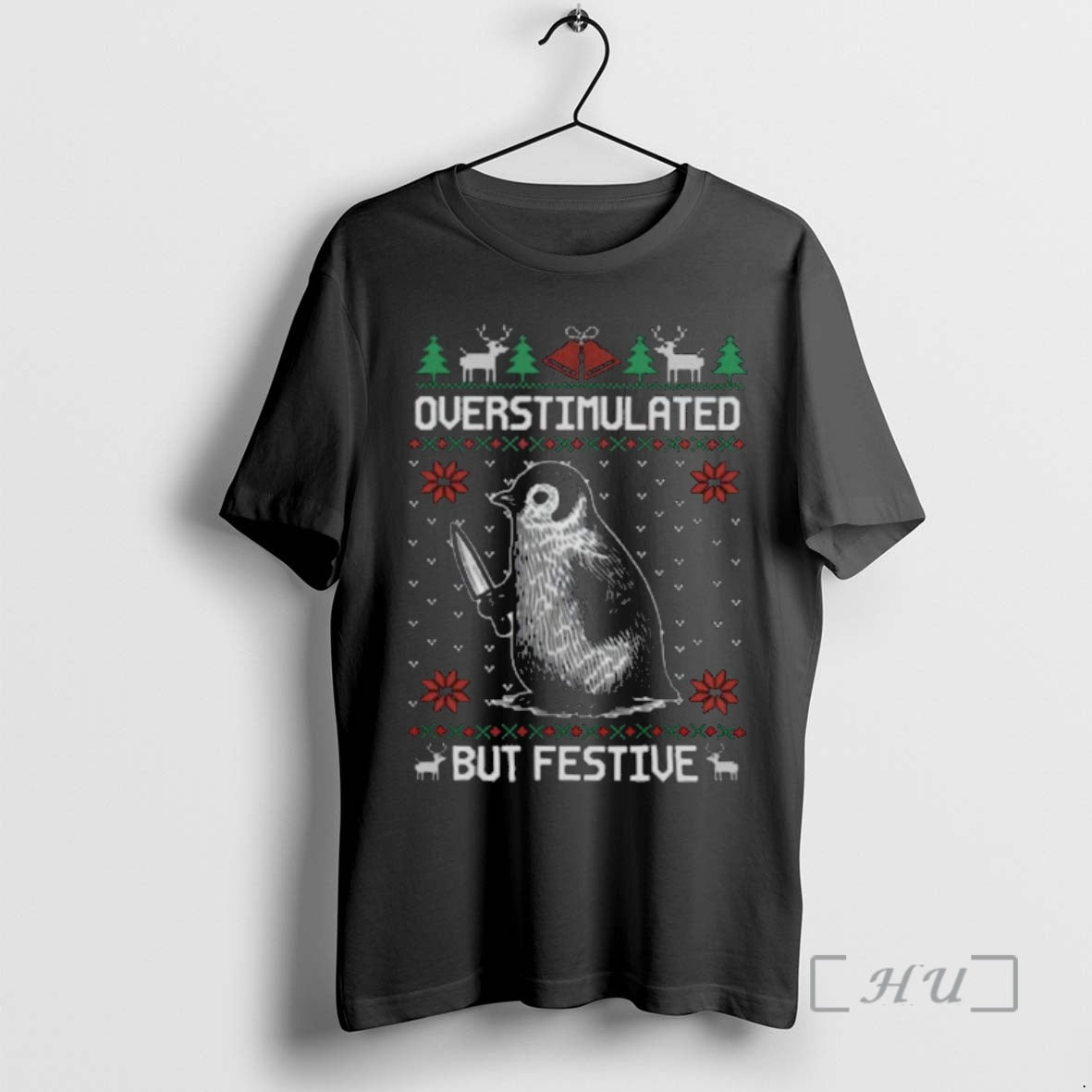 Officials Overstimulated But Festive Penguin Christmas Xmas T-Shirts, Hoodie, Sweatshirt | InkThreadWorks.com
