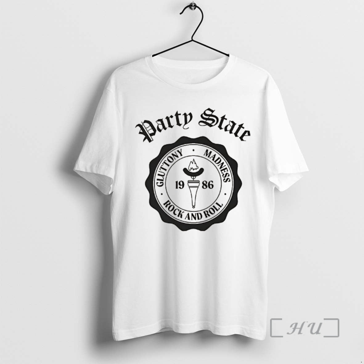 Officials Party State Gluttony Madness Rock And Roll 1986 Logo T-Shirts, Hoodie, Sweatshirt | InkThreadWorks.com