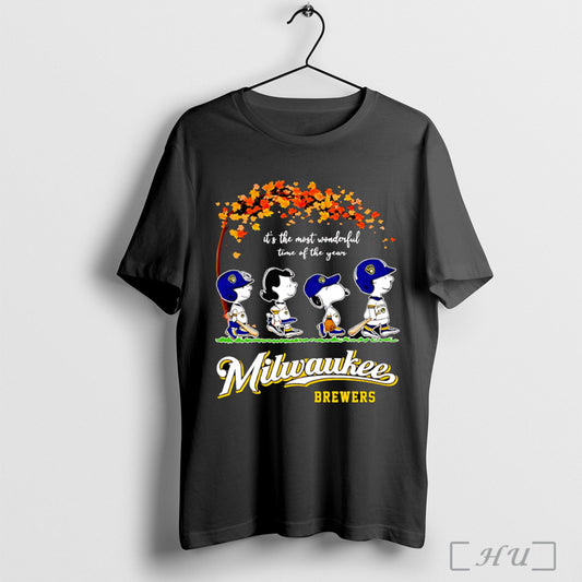 Officials Peanuts Its The Most Wonderful Time Of The Year Milwaukee Brewers Shirt Hoodie Sweater