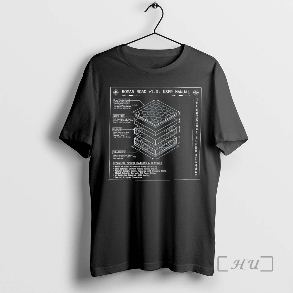 Officials Roman Road Schematic The Super Highway Blueprint T-Shirts, Hoodie, Sweatshirt | InkThreadWorks.com