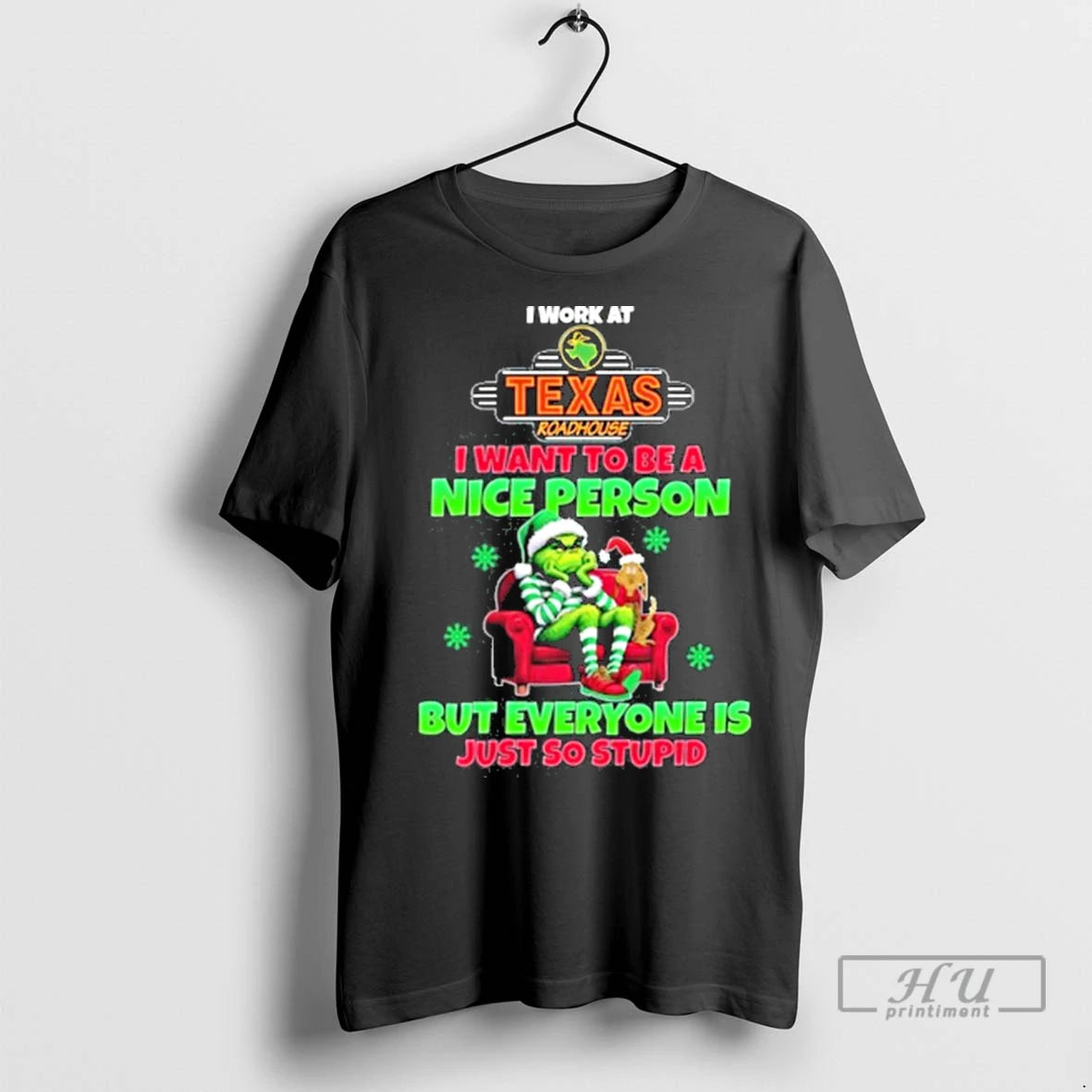 Officials Santa Grinch I Work At Texas Roadhouse Logo I Want To Be A Nice