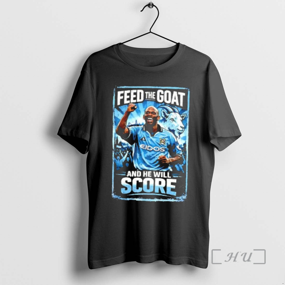 Officials Shaun Goater Manchester City Feed The Goat And He Will Score Premium T Shirts Hoodie, Sweatshirt