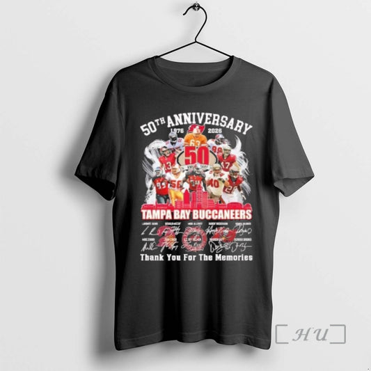 Officials Tampa Bay Buccaneers 50th Anniversary 1976 2026 Signatures T-Shirts, Hoodie, Sweatshirt | InkThreadWorks.com