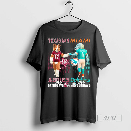 Officials Texas Am Aggies On Saturdays Miami Dolphins On Sundays Mascot Premium T Shirts Sweater Hoodie, Sweatshirt