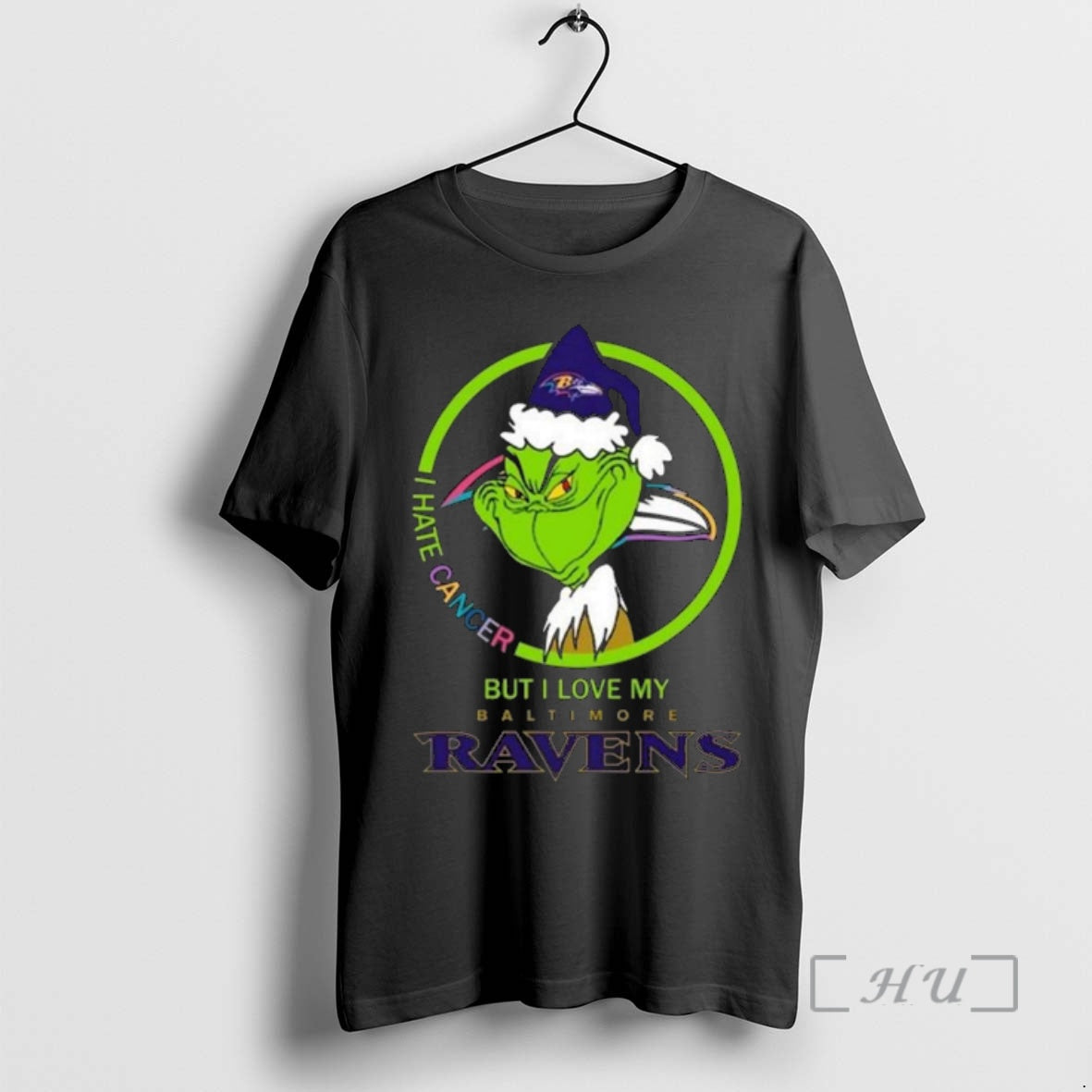 Officials The Grinch I Hate Cancer But I Love My Baltimore Ravens Merry Christmas Premium T-Shirts, Hoodie, Sweatshirt
