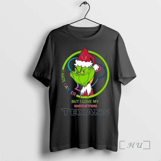 Officials The Grinch I Hate Cancer But I Love My Houston Texans Merry Christmas Premium T-Shirts, Hoodie, Sweatshirt