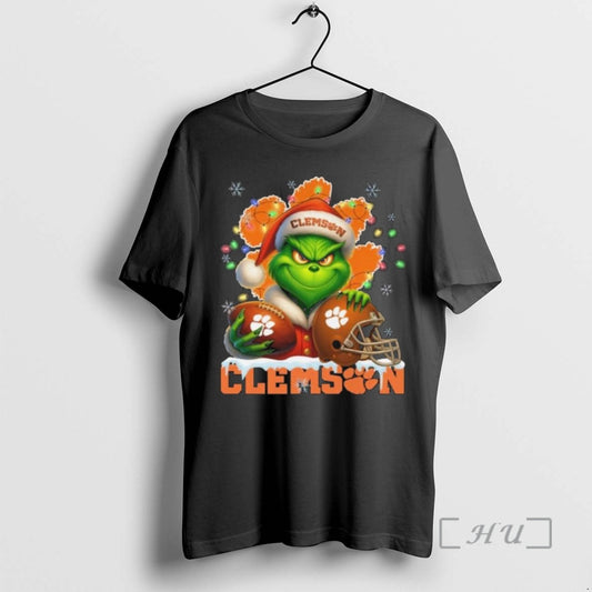 Officials The Grinch X Ball And Helmet Clemson Tigers Merry Christmas 2025 Premium T Shirts Hoodie, Sweatshirt