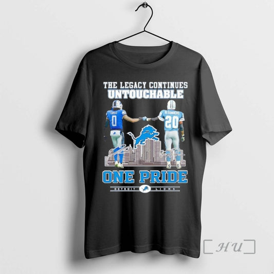 Officials The Legacy Continues Untouchable Players Jahmyr Gibbs Barry Sanders One Pride Detroit Lions Premium T-Shirts,...
