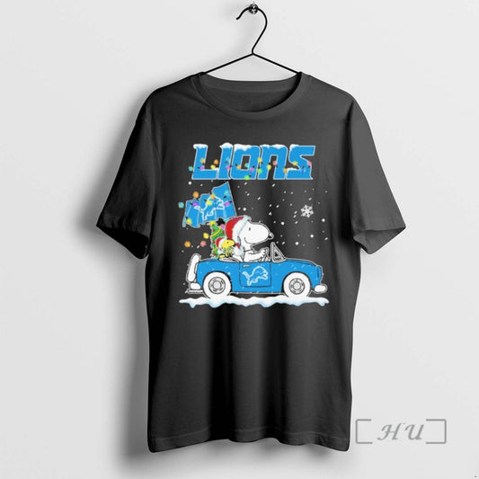 Officials The Peanuts X Detroit Lions Driving Car Christmas T-Shirts, Hoodie, Sweatshirt | InkThreadWorks.com