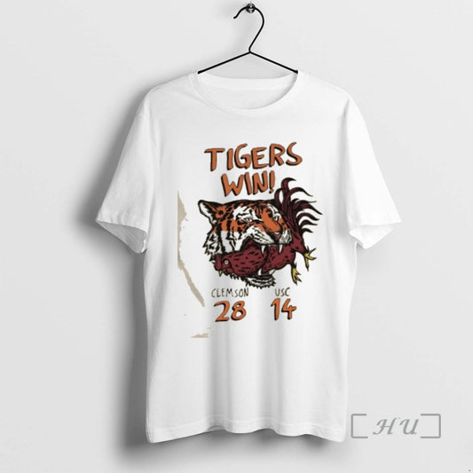 Officials Tigers Win Clemson Beat Usc 28 14 2025 Football Mascot Premium T Shirts Sweater Hoodie, Sweatshirt