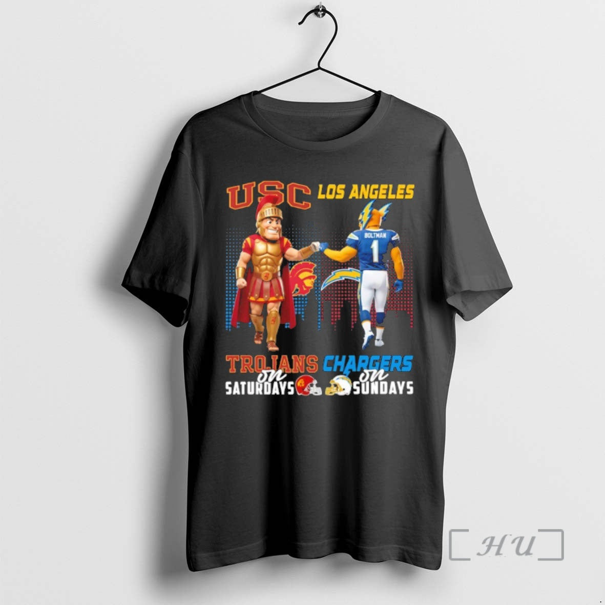 Officials Usc Trojans On Saturdays Vs Los Angeles Chargers On Sundays Mascot Skyline Premium T-Shirts, Hoodie, Sweatshirt