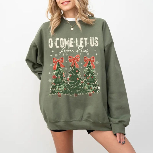 Oh Come Let Us Adore Him Sweatshirt,  Christmas Song Sweatshirt, Christian Christmas Shirt, Religious Christmas Gift Hoodie