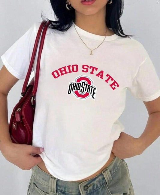 Ohio State Vintage Sport Teams NCAA Collection Unisex Crewneck Black Baby Tee, Graphic Team Collection Baby Tee, Gift For NCAA Fans
