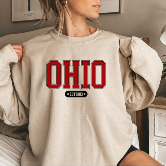 Ohio Sweatshirt Vintage University Crewneck Varsity Football Shirt