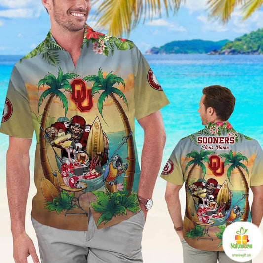 Oklahoma Sooners Tropical Hawaiian Shirt Flamingo Parrot Aloha