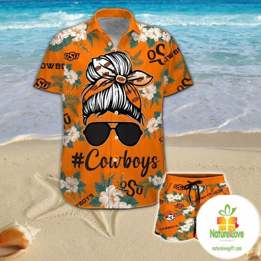 Oklahoma State Cowboys Hawaiian Shirt Aloha Button Up for Women