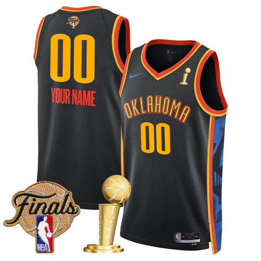 Oklahoma City Thunder Active Player Custom Black 2025 Finals Patch And Finals